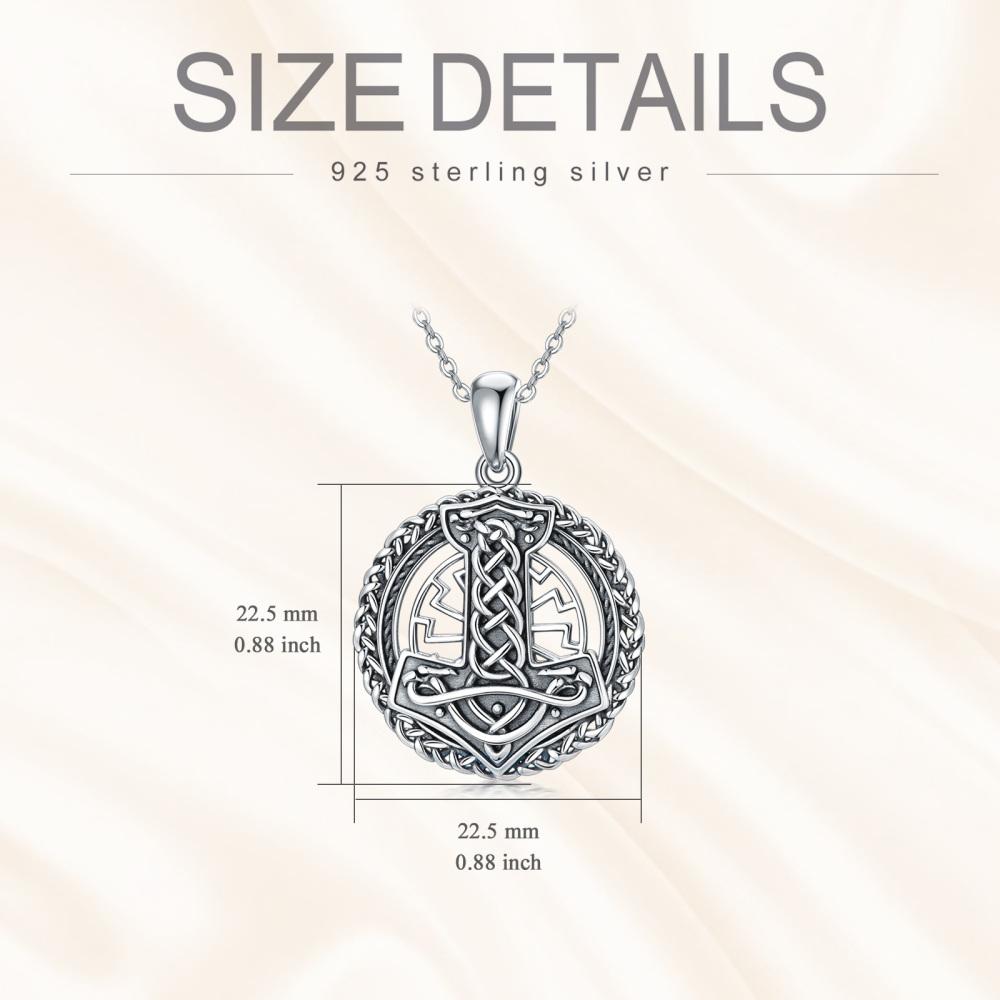 Sterling Silver with Black Rhodium Anchor Circle Pendant Necklace-5