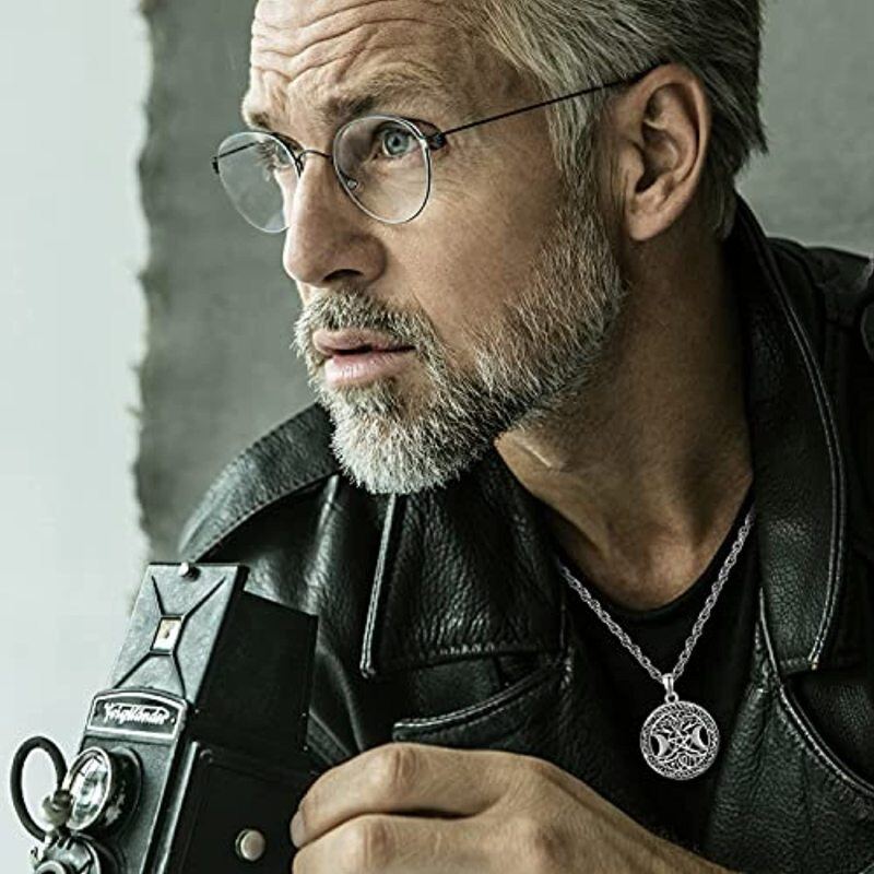 Collier pendentif déesse triple lune en argent sterling avec nœud celtique noir rhodié-3