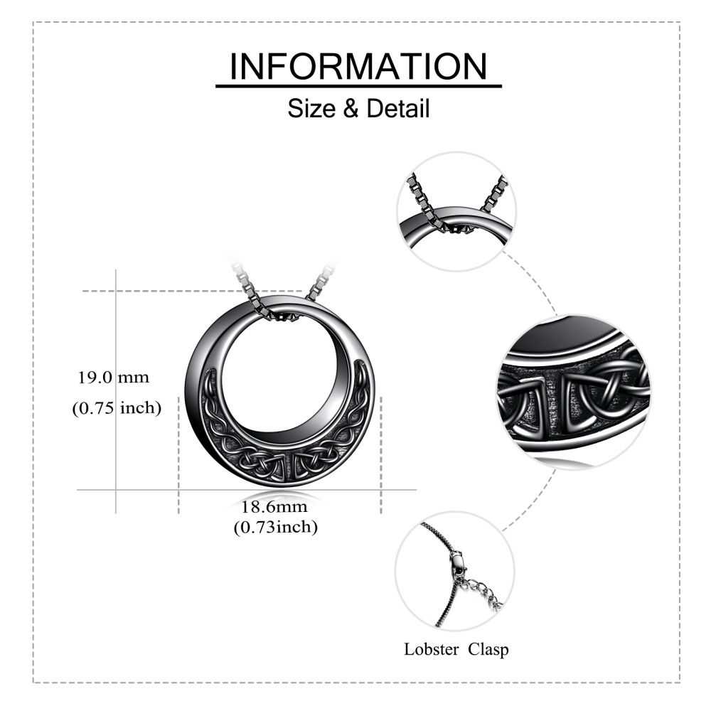 Collana con nodo celtico in argento sterling e rodio nero per le ceneri-5