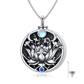 Sterling Silver With Black Rhodium Moonstone Lotus With Evil Eye Urn Necklace For Ashes For Women-41