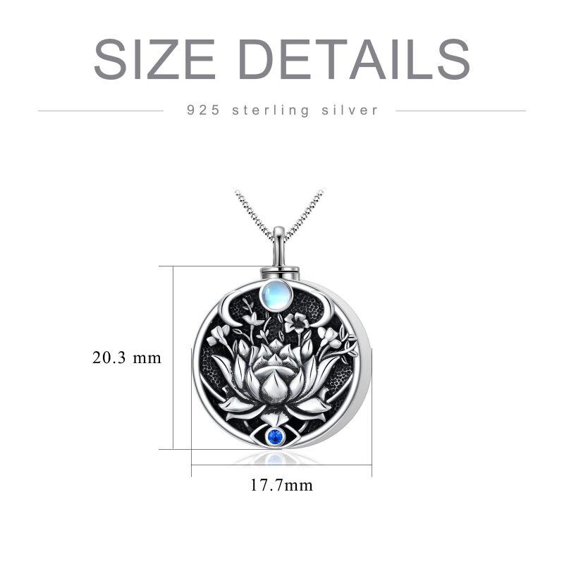 Sterling Silver With Black Rhodium Moonstone Lotus With Evil Eye Urn Necklace For Ashes For Women-5