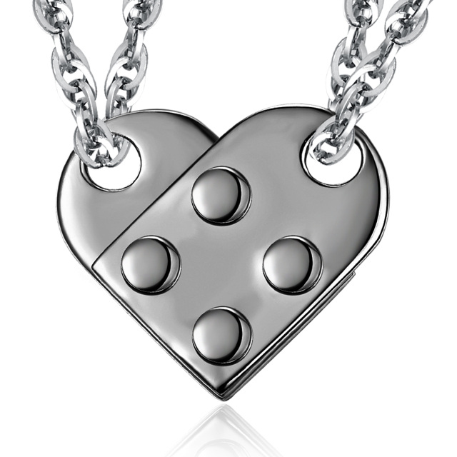 Collana con ciondolo a forma di cuore e lucchetto in argento sterling e rodio nero-1