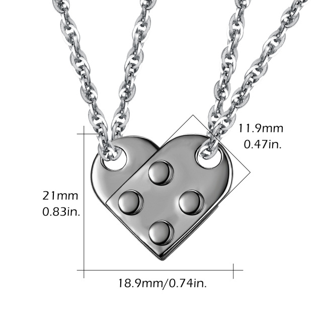 Sterling Silver with Black Rhodium Color Heart & Lock Pendant Necklace-5