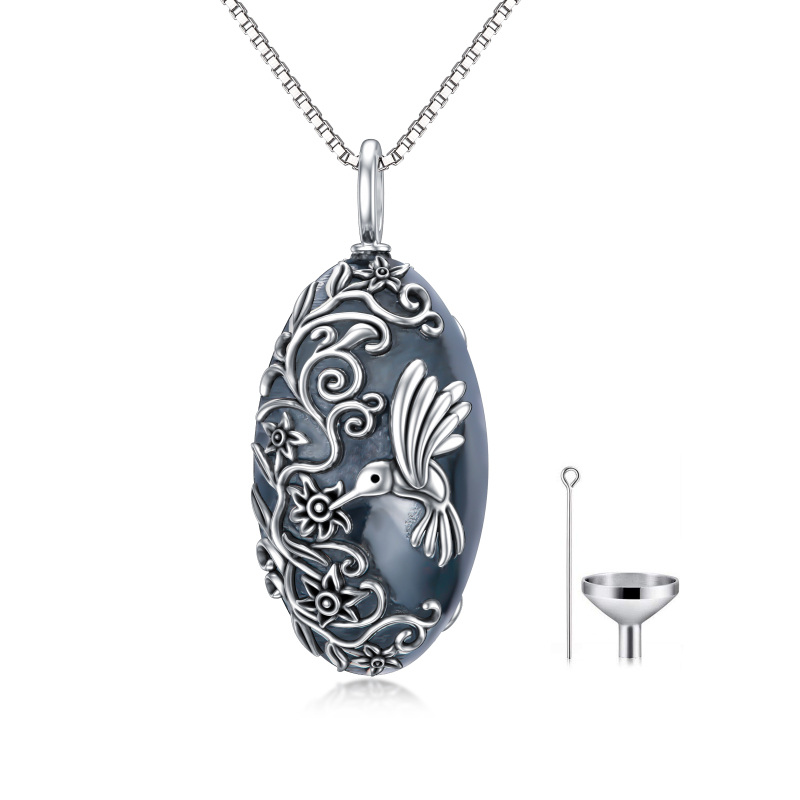 Sterling Zilver met Zwart Rhodium Kleur Hummingbird Urn Ketting voor As