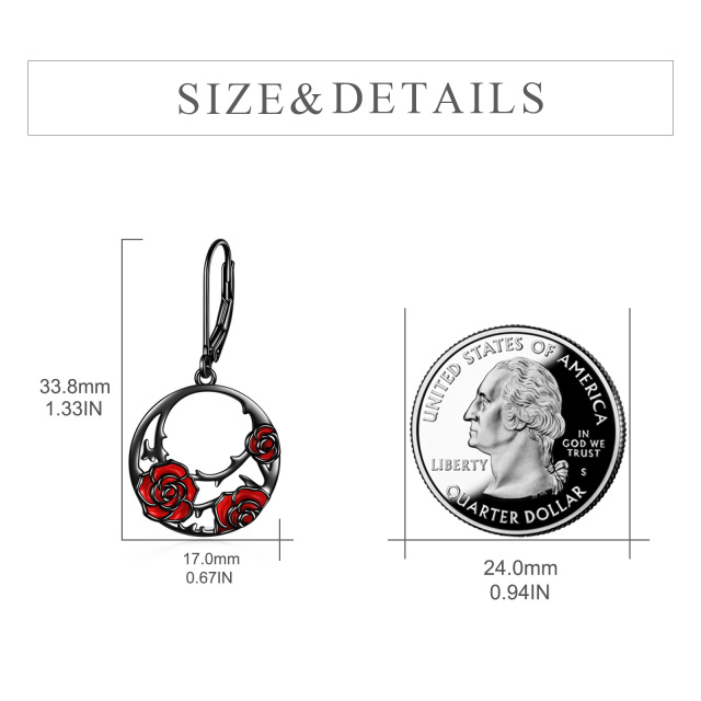 Sterling Silber mit schwarzem Rhodium Farbe Rose Hebel-zurück-Ohrringe-5