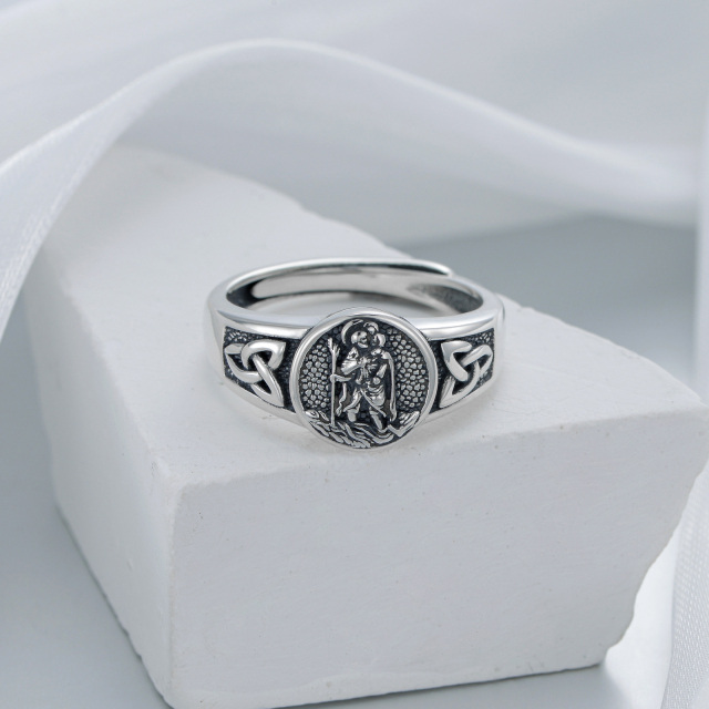 Sterling Silber mit schwarzem Rhodium Farbe Saint Christopher Open Ring-5