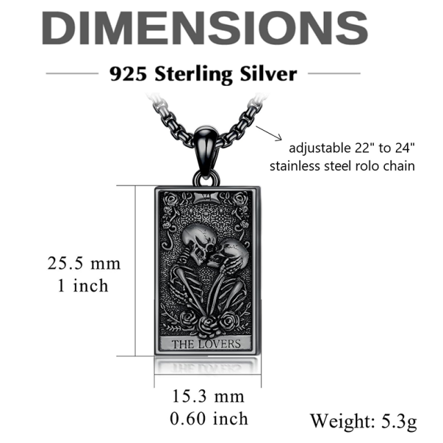 Sterling Silver with Black Rhodium Color Skull Pendant Necklace for Men-4