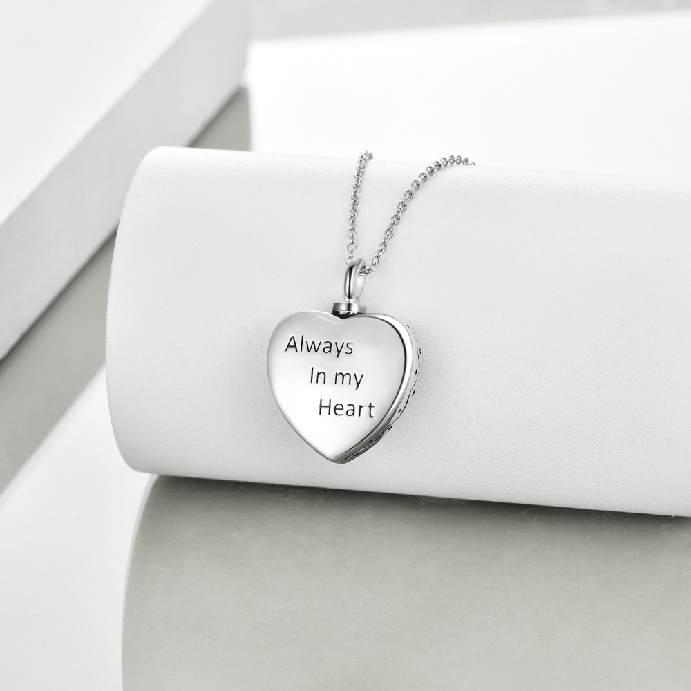 Sterling Silver Oxidized Heart Dog & Girl Urn Necklace Cremation Memorial Jewelry For Girl-4