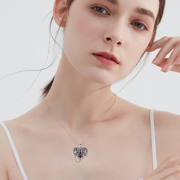 Silverly Donna Argento 925 Cuore Ciondolo Zirconia Cubica Collana