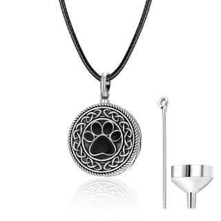 Sterling Silver with Black Rhodium Paw & Celtic Knot Urn Necklace for Ashes-5