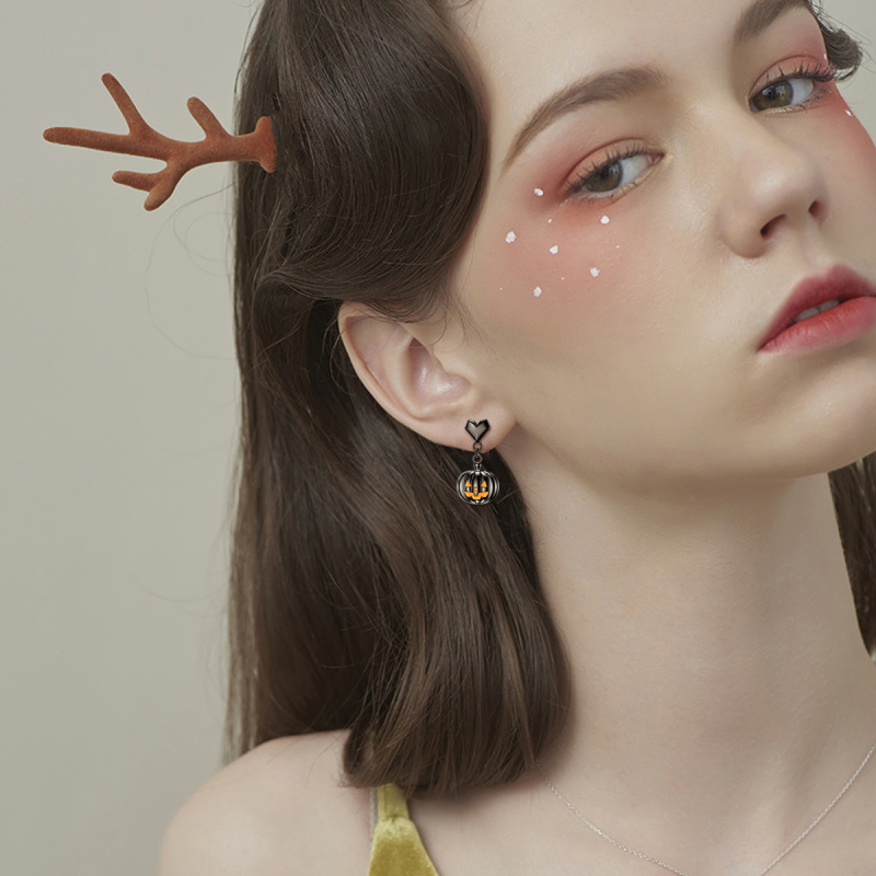 Kürbis-Ohrhänger aus Sterlingsilber mit schwarzem Rhodium-2