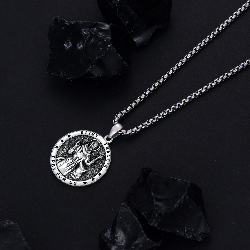 Anhänger-Halskette aus Sterlingsilber mit schwarzem Rhodium und eingraviertem Wort für Män-4