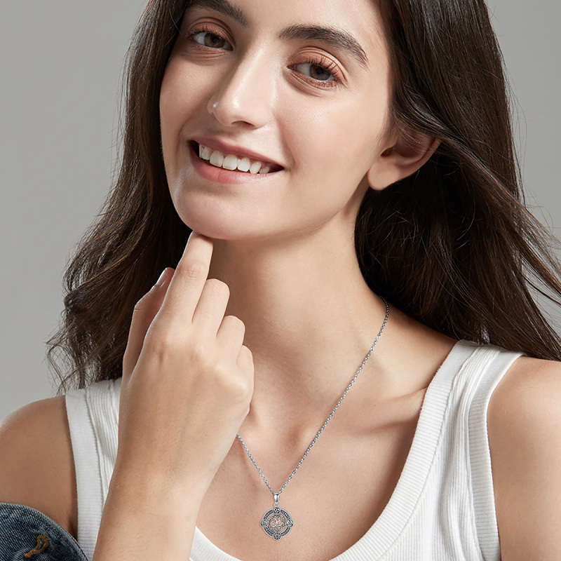 Sterling Silver with Black Rhodium Tree Of Life Pendant Necklace-2