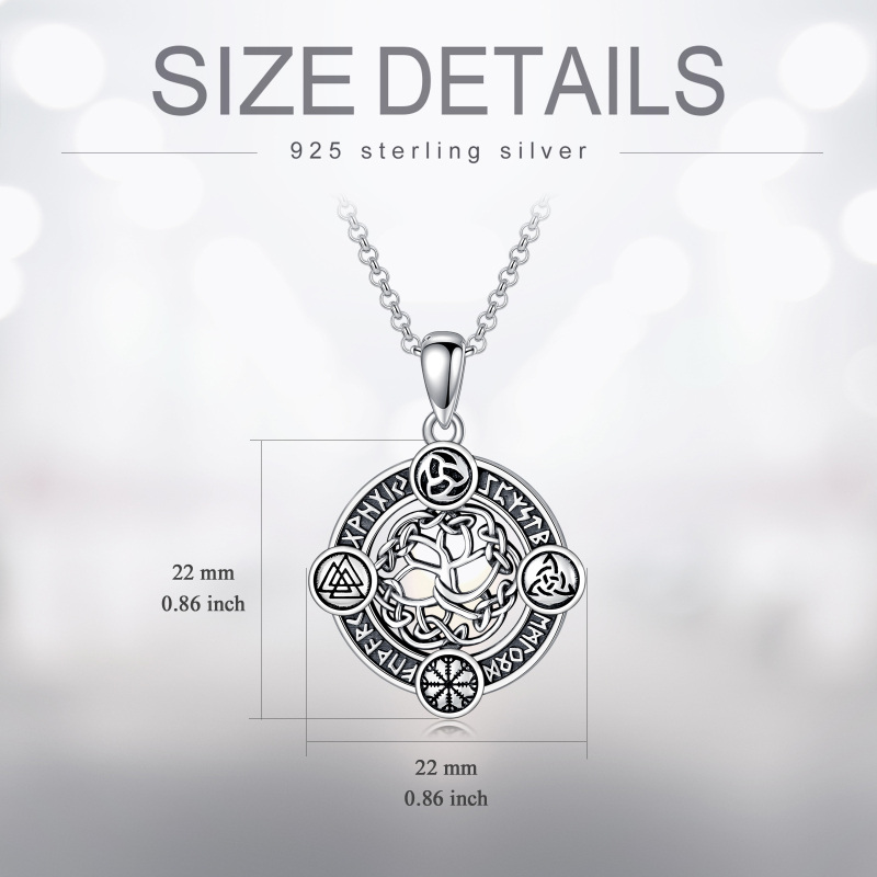 Sterling Silver with Black Rhodium Tree Of Life Pendant Necklace-3