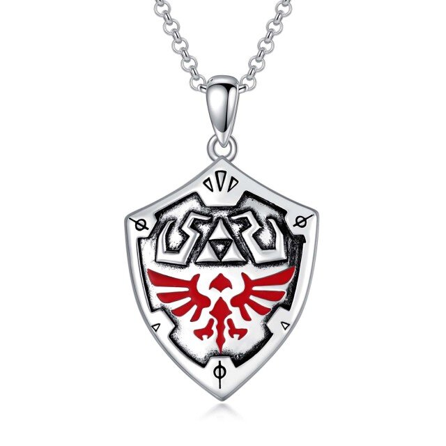 Collier avec pendentif Triforce en argent sterling plaqué noir pour homme-1