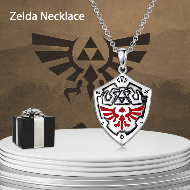 Sterling Silver with Black Plated Triforce Pendant Necklace for Men-5