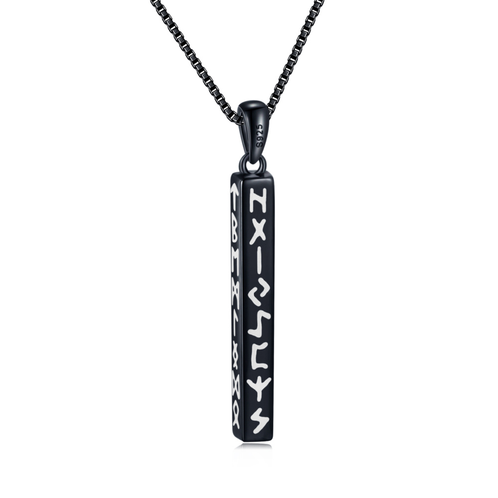 Viking runa cuboide preto pingente runa joia presente para homens e mulheres-1