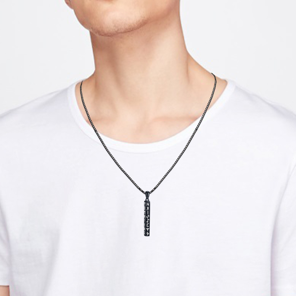 Viking runa cuboide preto pingente runa joia presente para homens e mulheres-3