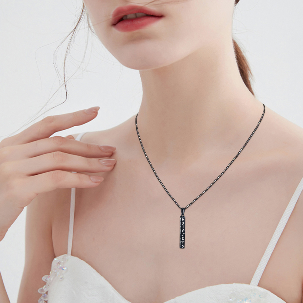 Viking runa cuboide preto pingente runa joia presente para homens e mulheres-4