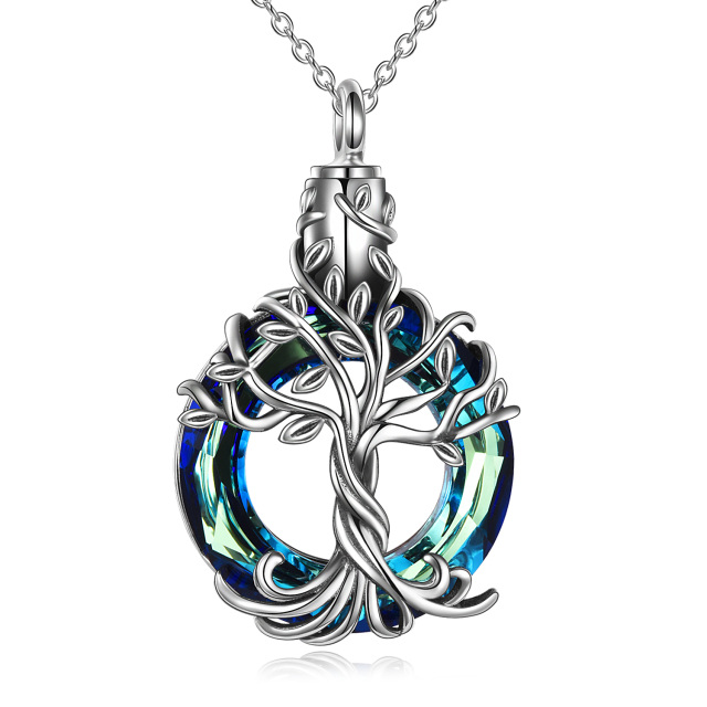 Collier d'urne en argent sterling pour cendres en cristal bleu-1