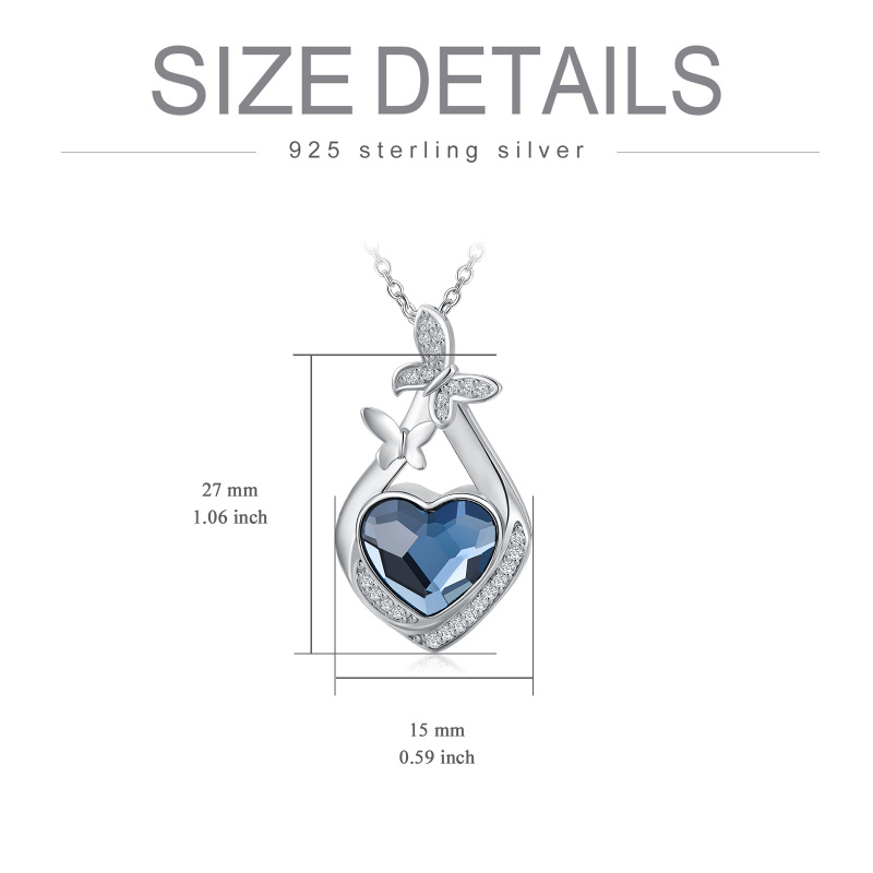 Sterling zilveren blauwe hart kristal vlinder en diamant vormige urnenketting voor as-6