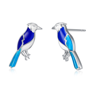 Sterling Silver Blue Jay Stud Earrings-2