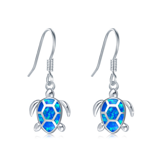 Ohrhänger aus Sterlingsilber mit blauem Opal und Meeresschildkröte, Ozeanschmuck, Geschenke für Frauen-1