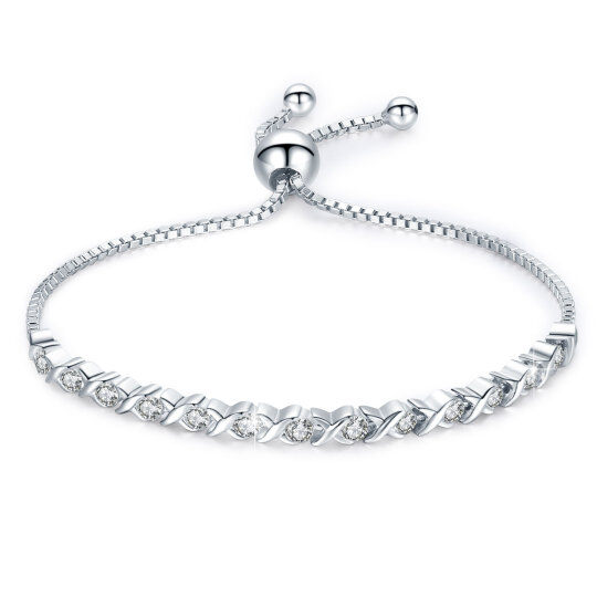 Sterling Silver Cubic Zirconia Box Chain Bracelet