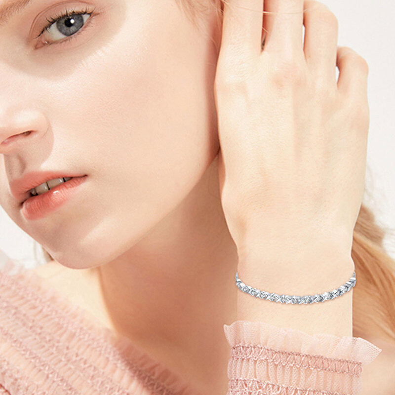 Sterling Silber Kubische Zirkonia Box Kette Armband-3