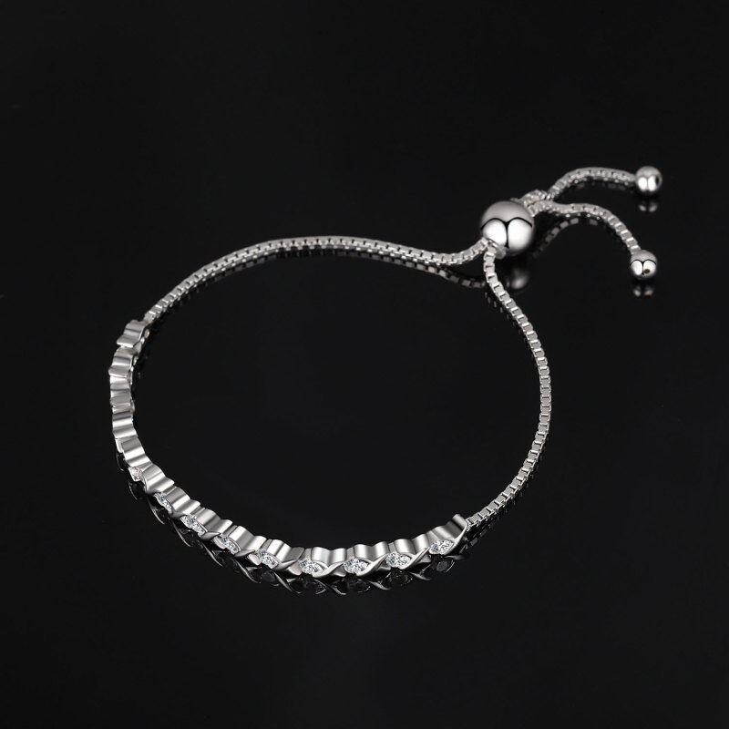 Sterling Silber Kubische Zirkonia Box Kette Armband-5