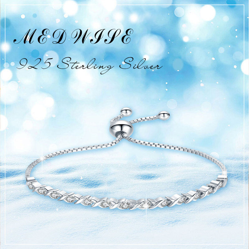 Sterling Silber Kubische Zirkonia Box Kette Armband-6