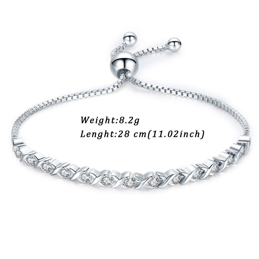 Bransoletka z łańcuszkiem typu box chain ze srebra próby 925 z cyrkoniami-7