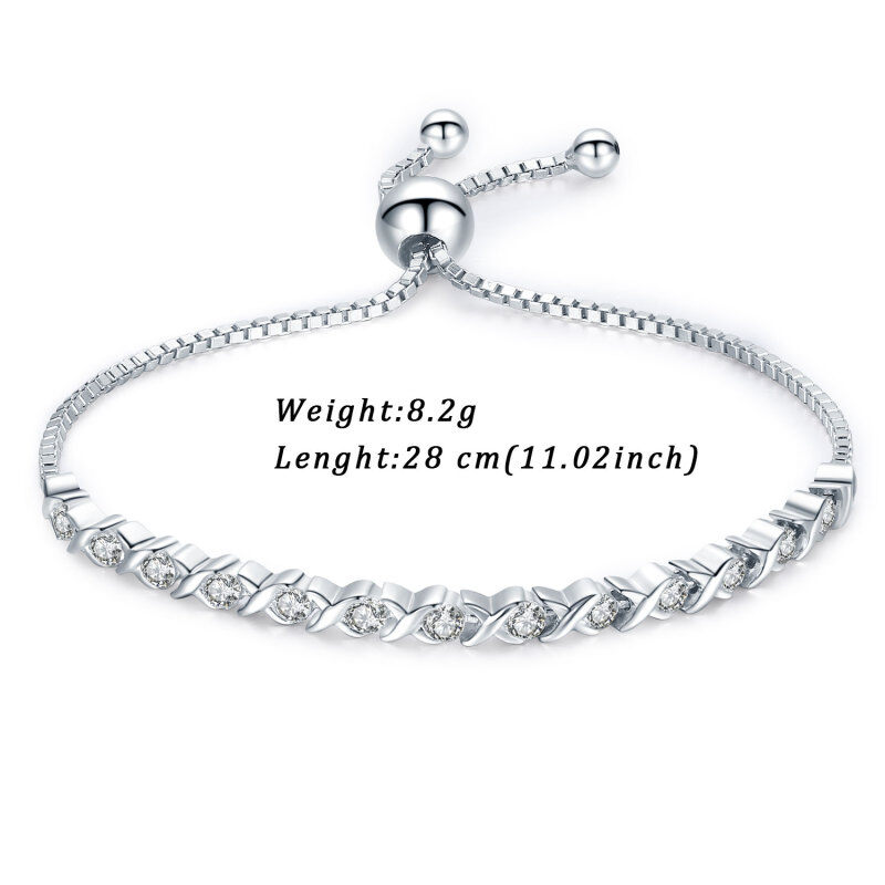 Sterling Silber Kubische Zirkonia Box Kette Armband-7