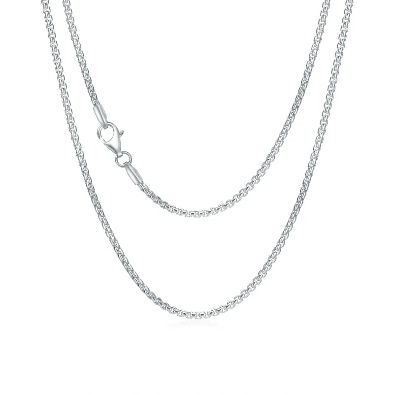 Sterling Silver Box Chain Necklace for Men-1
