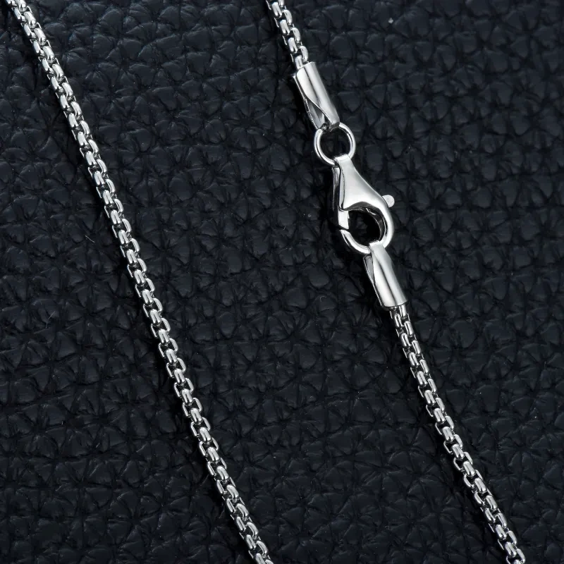 Sterling Silver Box Chain Necklace for Men-4