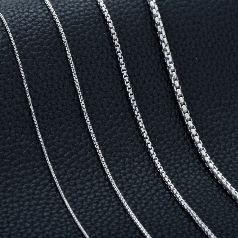 Sterling Silver Box Chain Necklace for Men-5