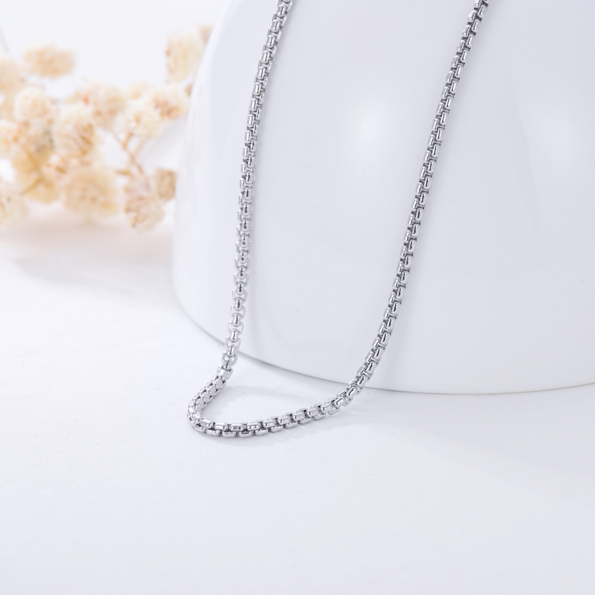 Sterling Silver Box Chain Necklace-4