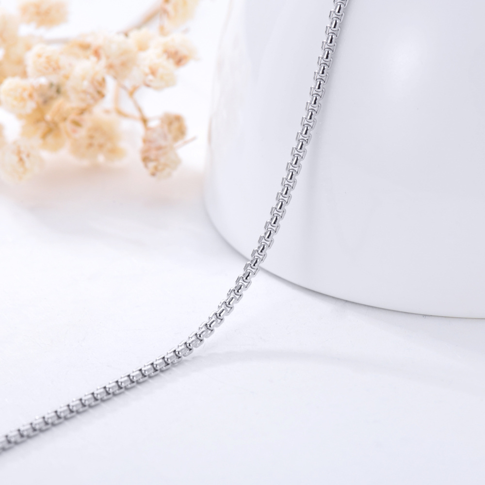Sterling Silver Box Chain Necklace-5