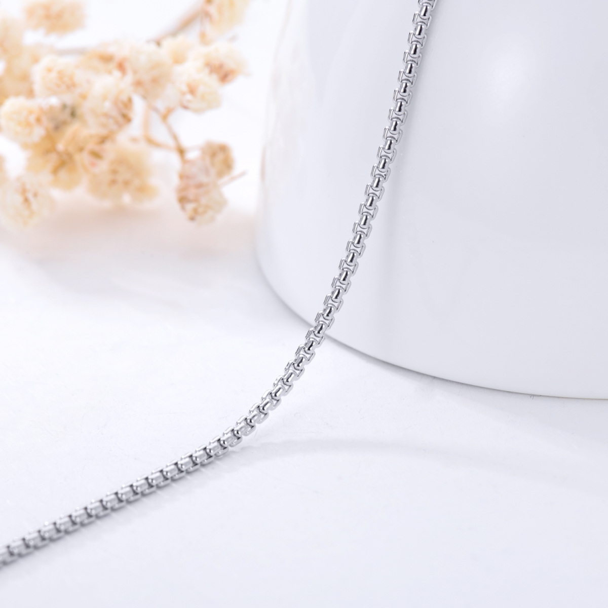 Sterling Silver Box Chain Necklace-5