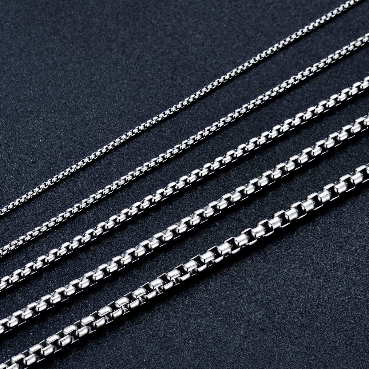 Sterling Silver Box Chain Necklace-4