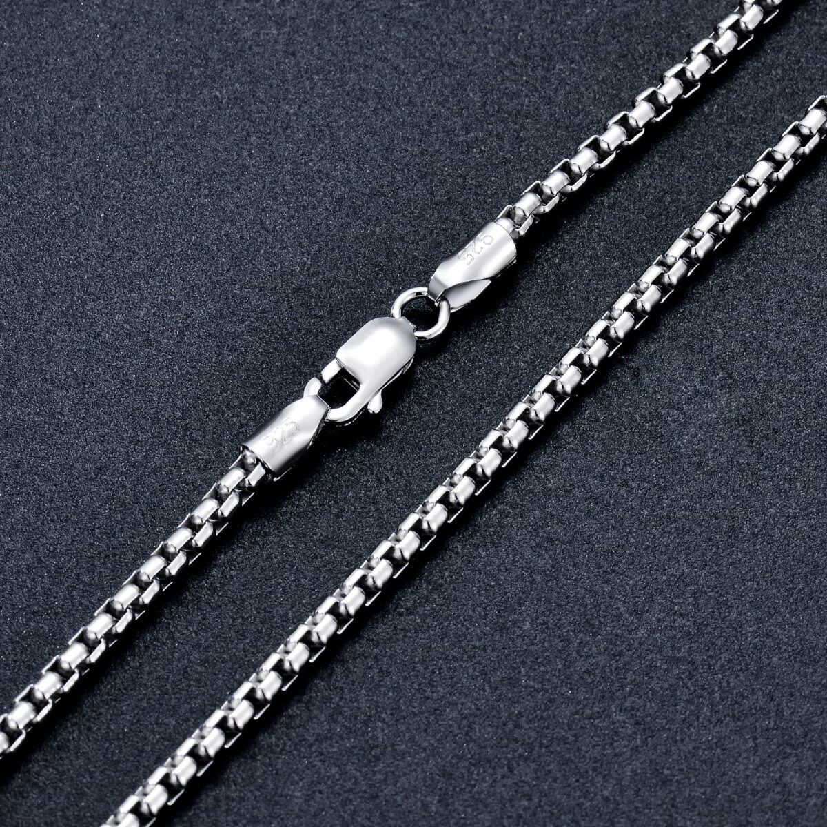 Collier en argent sterling avec chaîne en forme de boîte-5