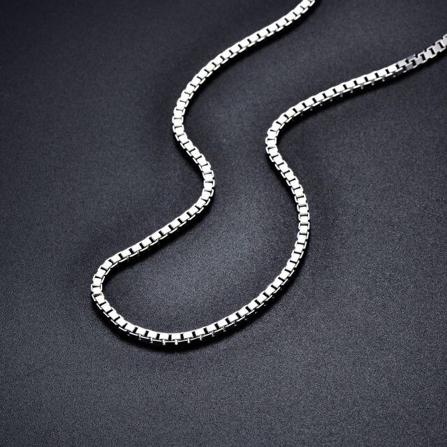 Sterling Silver Box Chain Necklace for Women Men-3