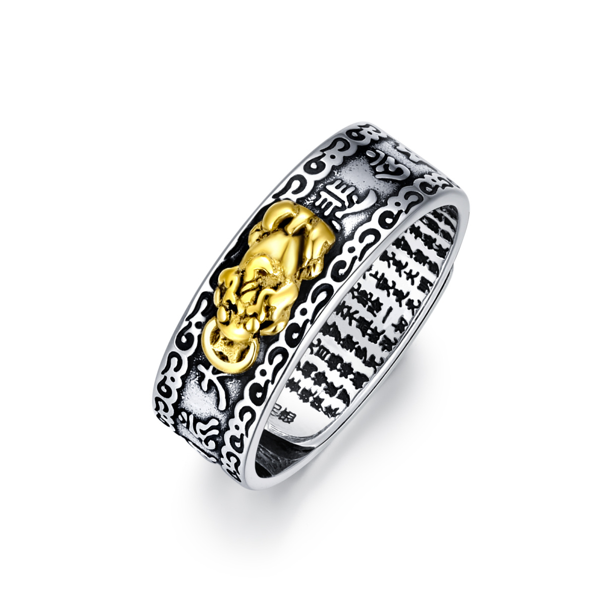 Anillo de plata de ley Brave Troops para hombre-1