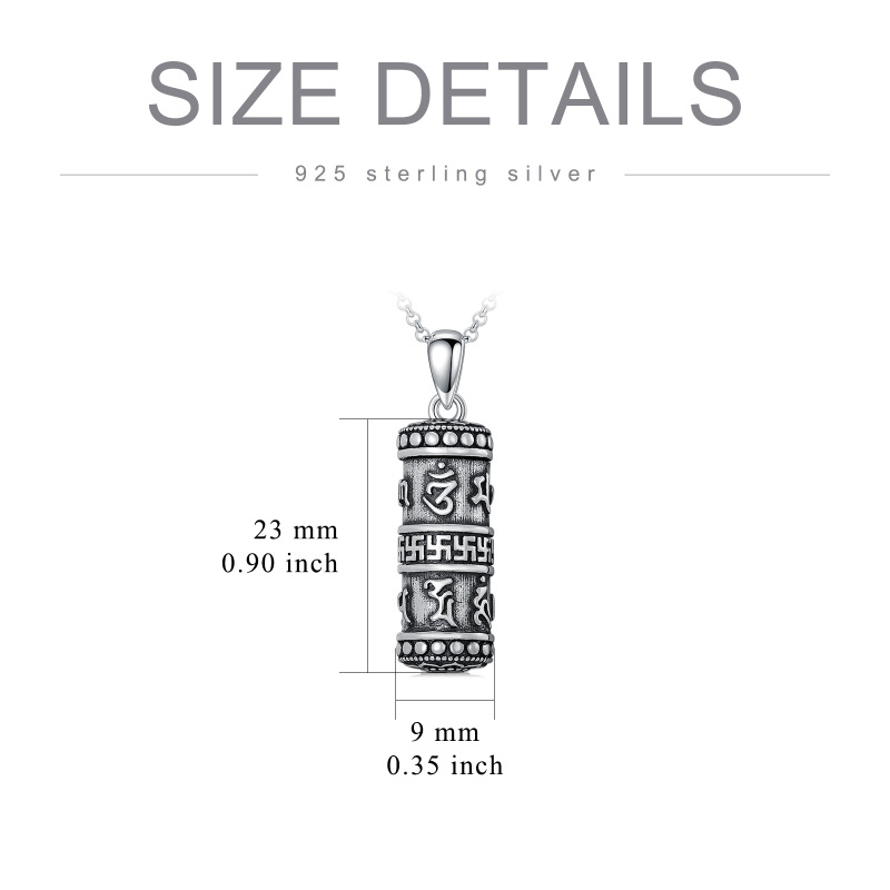 Collier d'urne pour cendres en argent sterling avec moulin à prières bouddhiste-6
