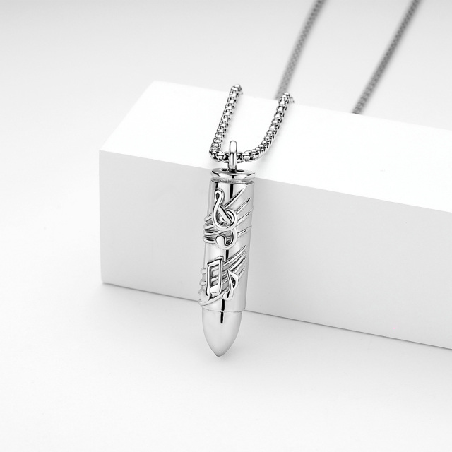 Collier Urne en argent Sterling Bullet & Music Symbol-6