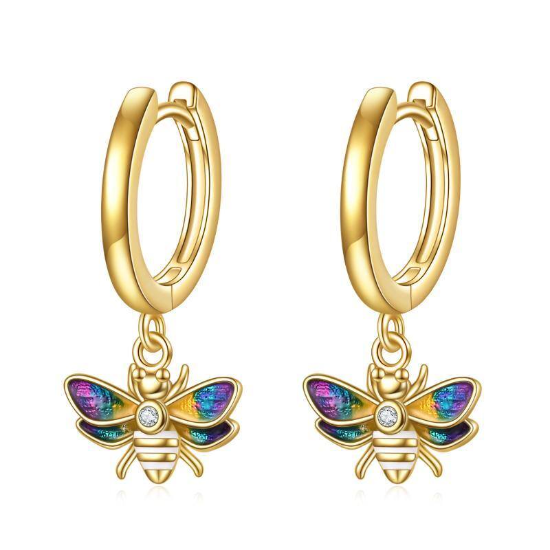 Gold Vermeil Bee Drop Earrings for Women-1