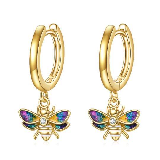 Boucles d'oreilles pendantes en forme d'abeille en or vermeil pour femme