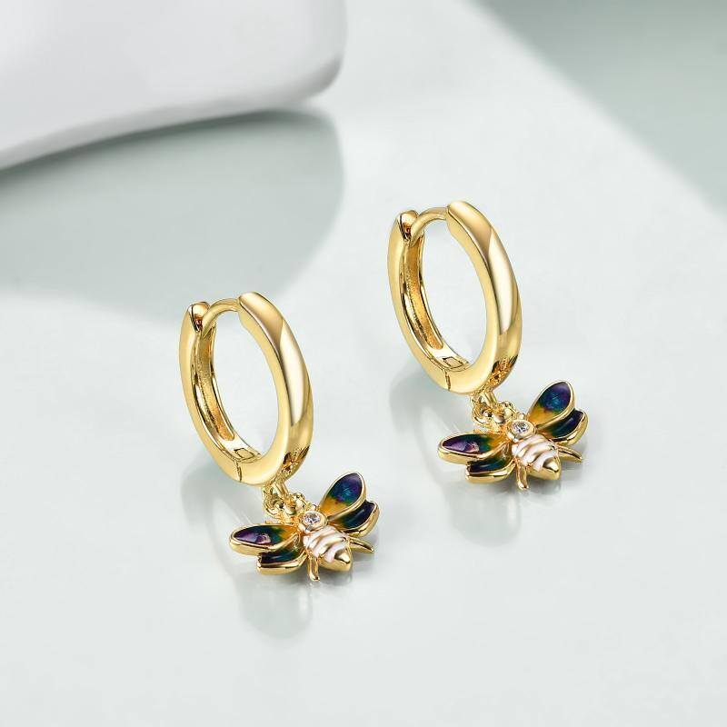 Gold Vermeil Bee Drop Earrings for Women-3