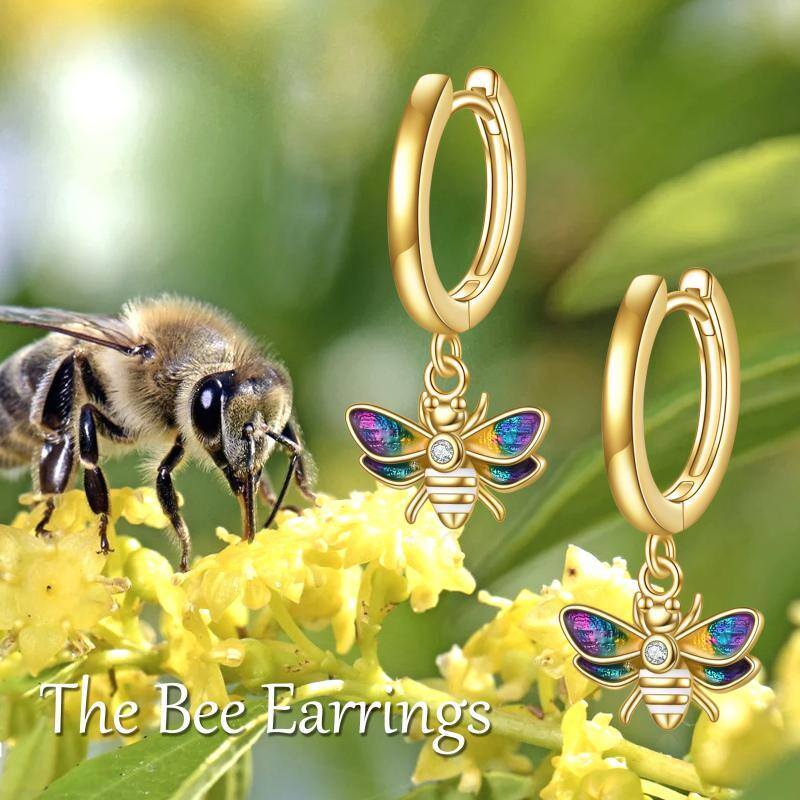 Gold Vermeil Bee Drop Earrings for Women-6