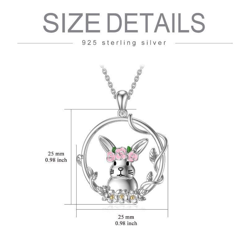 Sterling Zilveren Tweekleurige Konijnenbladeren Wilde Bloemen Hanger Ketting-5